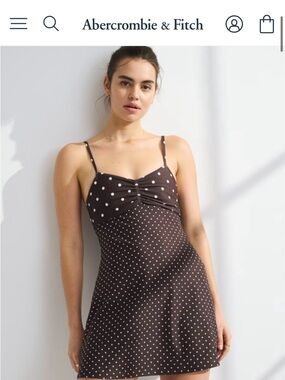 Abercrombie & Fitch Brown & White Polka Dot Athletic Dress
